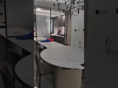 Muebles de cocina modernos de acero inoxidable con lujoso cuarzo