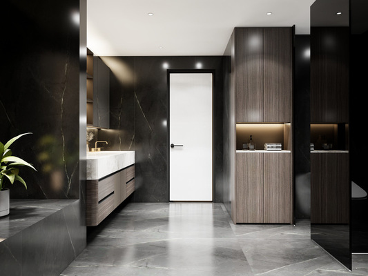 Elegant Gold-Accented SS Bathroom Cabinet Handle Free Bathroom Sink Cabinets
