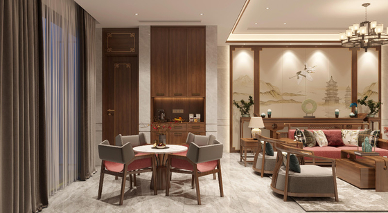 New Chinese Style Functional  Basement Storage System With Glass Wine Cellar