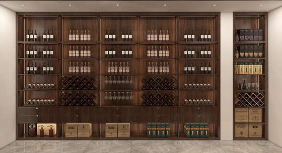 New Chinese Style Functional  Basement Storage System With Glass Wine Cellar
