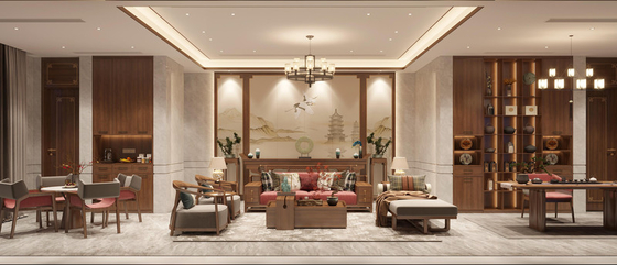 New Chinese Style Functional  Basement Storage System With Glass Wine Cellar