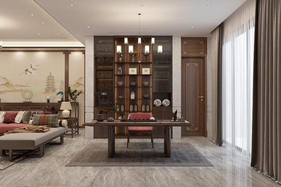 New Chinese Style Functional  Basement Storage System With Glass Wine Cellar