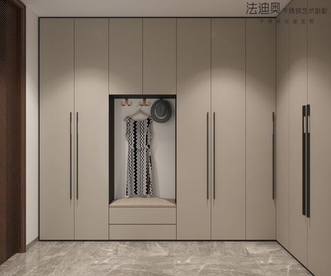 Elegant Modern Shoe Cabinet Stainless Steel Entrance Way Cabinet Custom Size