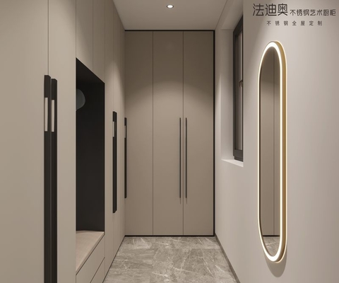 Elegant Modern Shoe Cabinet Stainless Steel Entrance Way Cabinet Custom Size