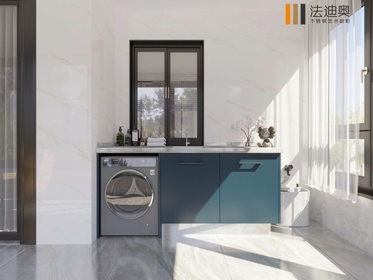 Fadior Glacial Green Metal Balcony Storage Cabinet With Dual Splash Guard Design