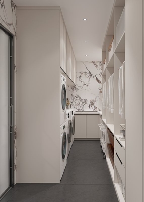 Fadior U-Shaped Stainless Steel Laundry Room With Versatile Storage And Utility