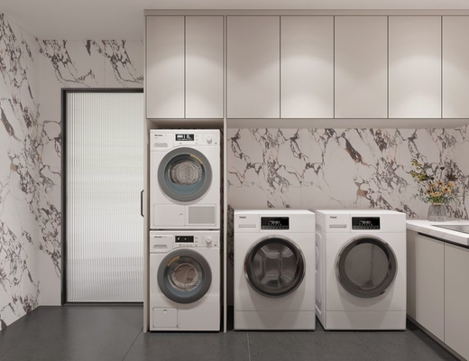 Fadior U-Shaped Stainless Steel Laundry Room With Versatile Storage And Utility