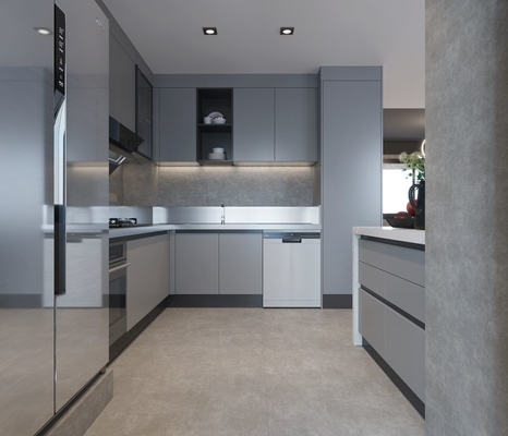 Sleek And Functional Kitchen Cabinet With Fadior Starry Grey Finish
