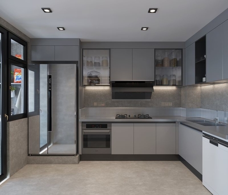 Sleek And Functional Kitchen Cabinet With Fadior Starry Grey Finish