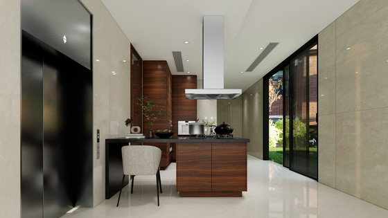 Sleek Durable And Customizable Modern Walnut-Style Stainless Steel Kitchen Cabinet