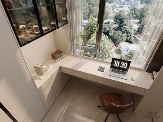 Stainless Steel Bedroom Wardrobe Cabinet  With Built-In Desk Extension