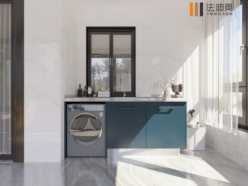 Fadior Glacial Green Metal Balcony Storage Cabinet With Dual Splash Guard Design