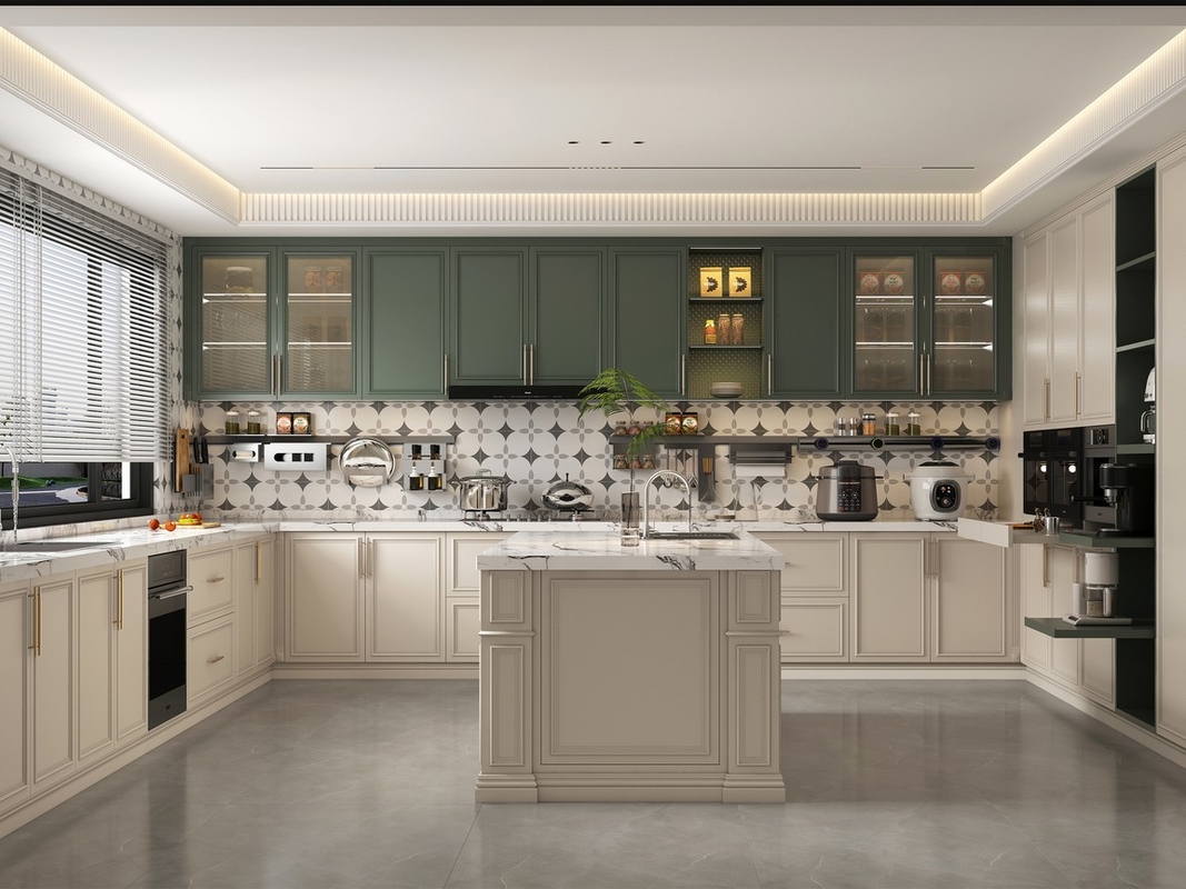 Almond Rose Custom Stainless Steel Kitchen Cabinets  Easy Clean Fadior Luxe Series