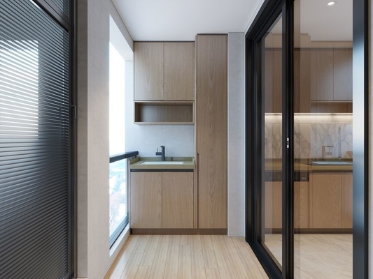 Balcón minimalista elegante Armario de almacenamiento de acero inoxidable para áreas propensas a la humedad
